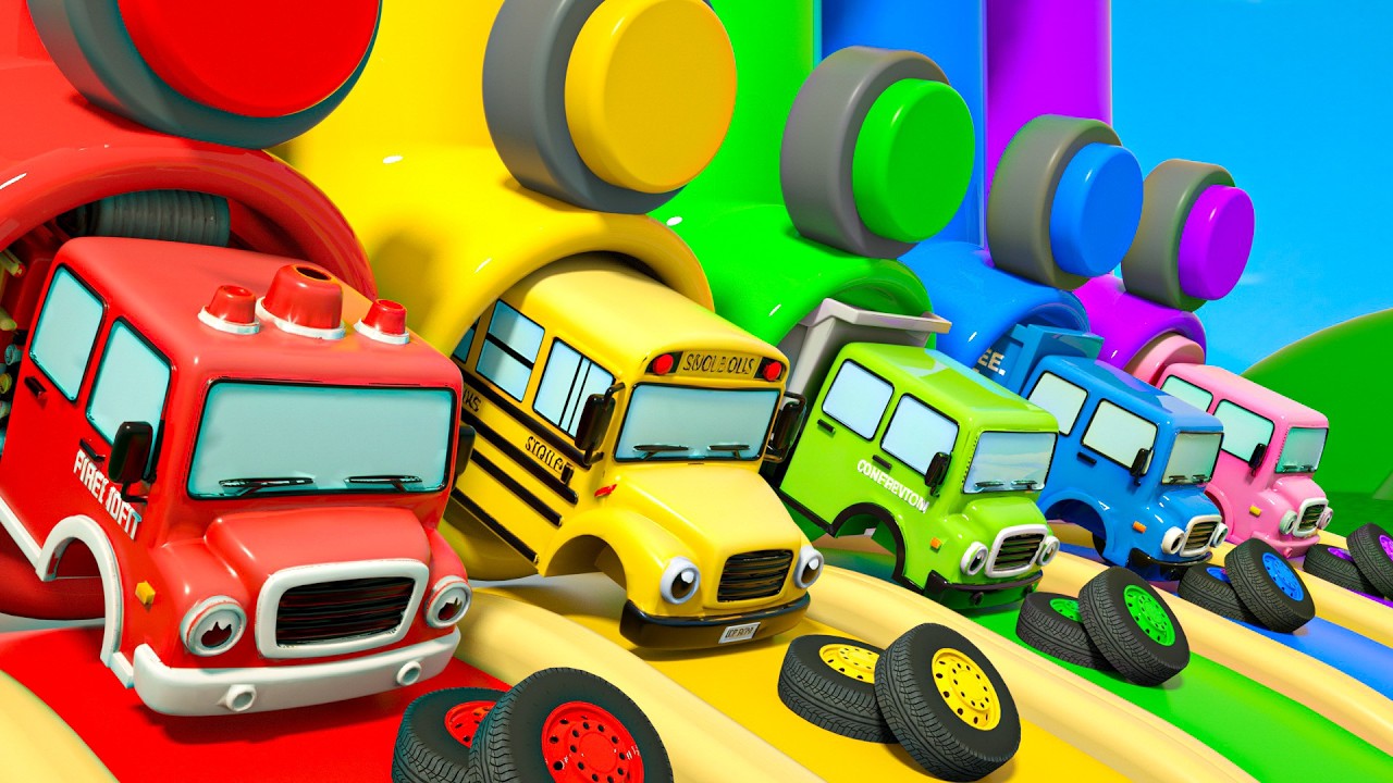 Carros Para Niños - Tiburón Bebé Du Ru + Las Ruedas Del Autobús - Canciones infantiles