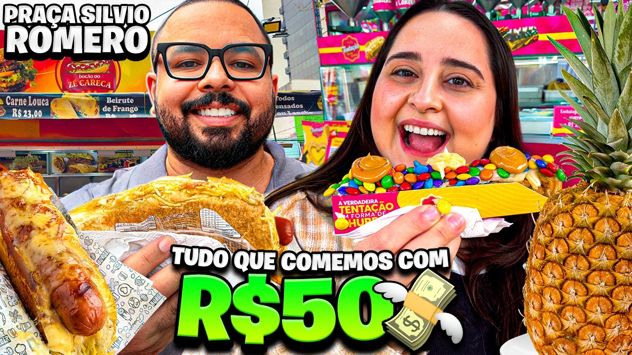 TUDO QUE CONSEGUIMOS COMER COM APENAS R$ 50,00 | PRAÇA SILVIO ROMERO