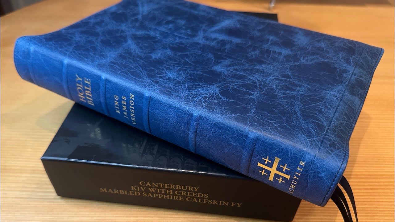 Full Review - Schuyler KJV with CREEDS - Marbled Sapphire Calfskin