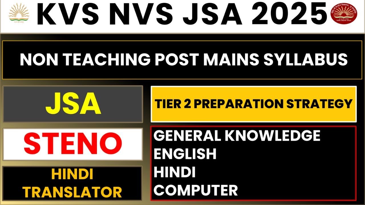 KVS NVS JSA 2025 Syllabus - How to Prepare for Steno & Hindi Translator? | Tier 2 Strategy