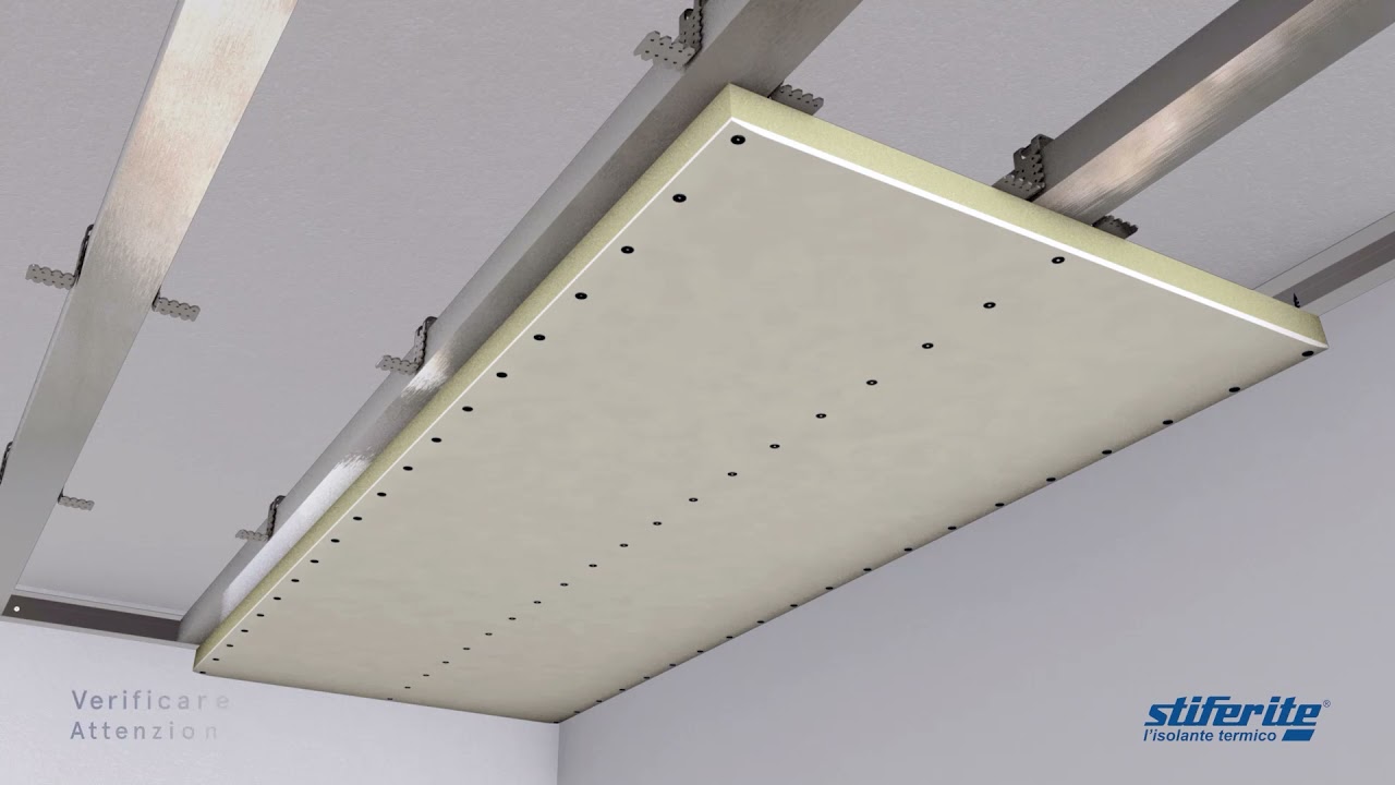 Posa del sistema isolante STIFERITE RP a controsoffitto con telaio metallico