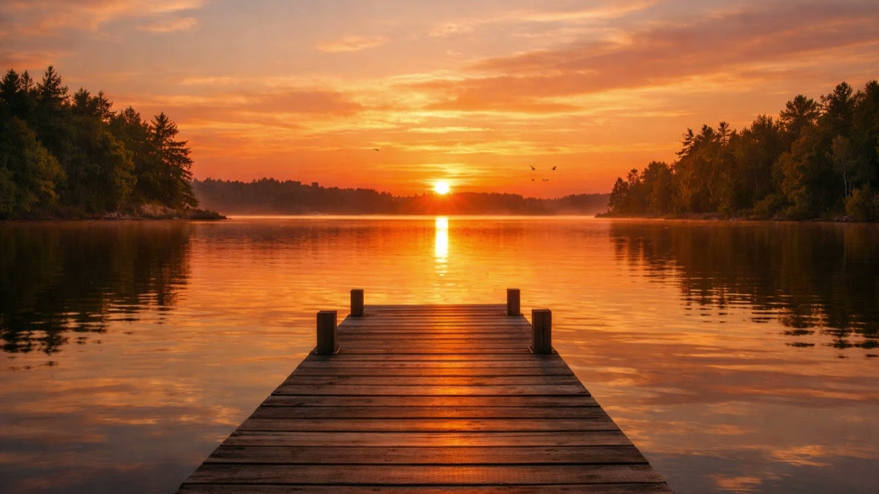 Golden Hour Serenity - Peaceful Lakeside Sunset Ambience