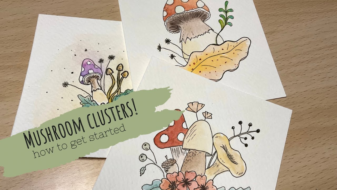 Easy watercolor mushroom tutorial: journey into the fungal realm with botanical mushroom clusters
