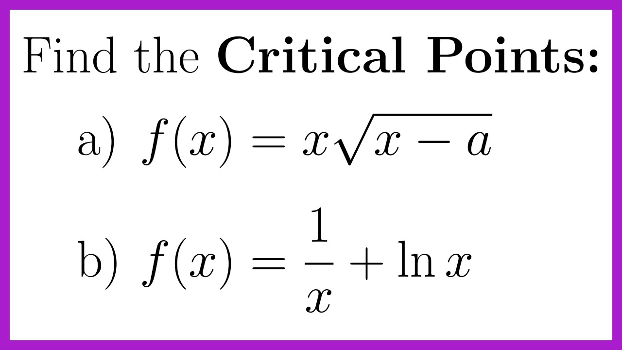 Finding the Critical Points