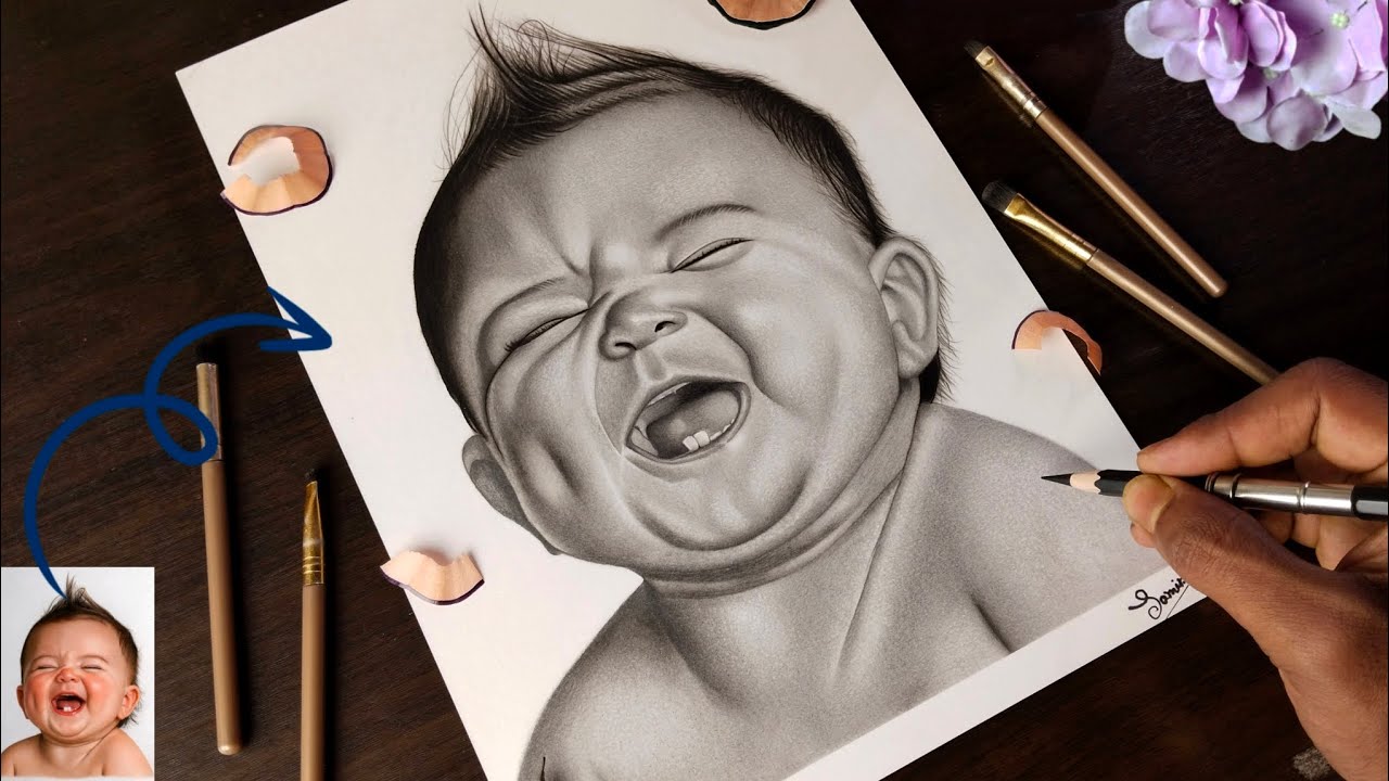Baby Laughing Realistic Pencil Drawing 😍 | Hyper Realistic Portrait Art | Samir Art 