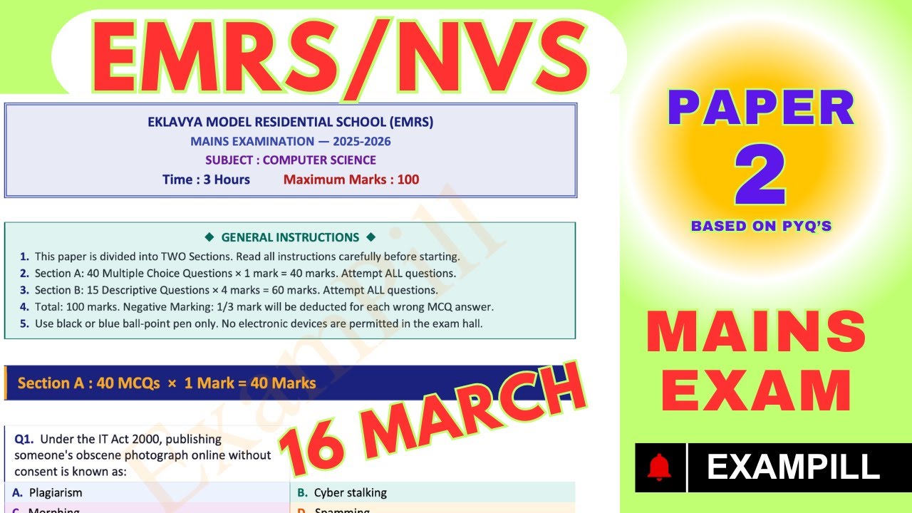 Paper-2 Live PYQ's Based | EMRS MAINS EXAM | KVS/NVS Mains | #EMRS #NVS #KVS MAINS EXAMINATION | SP6