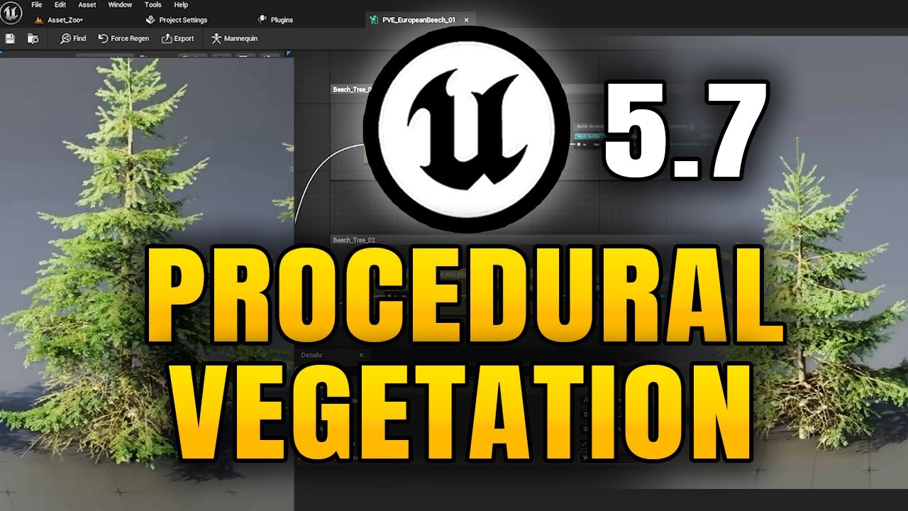 Unreal Engine 5.7 НОВЫЙ процедурный редактор растительности