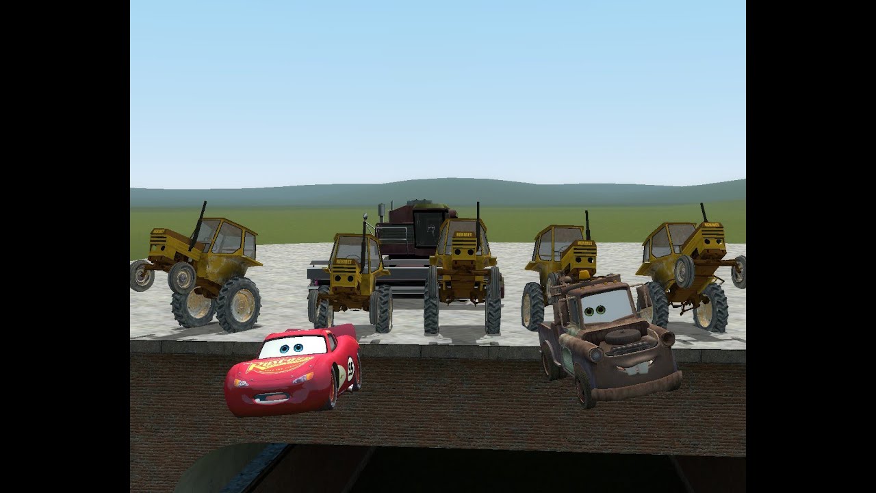 Lightning McQueen and Mater Goes Tractor Tipping In Garry's Mod!