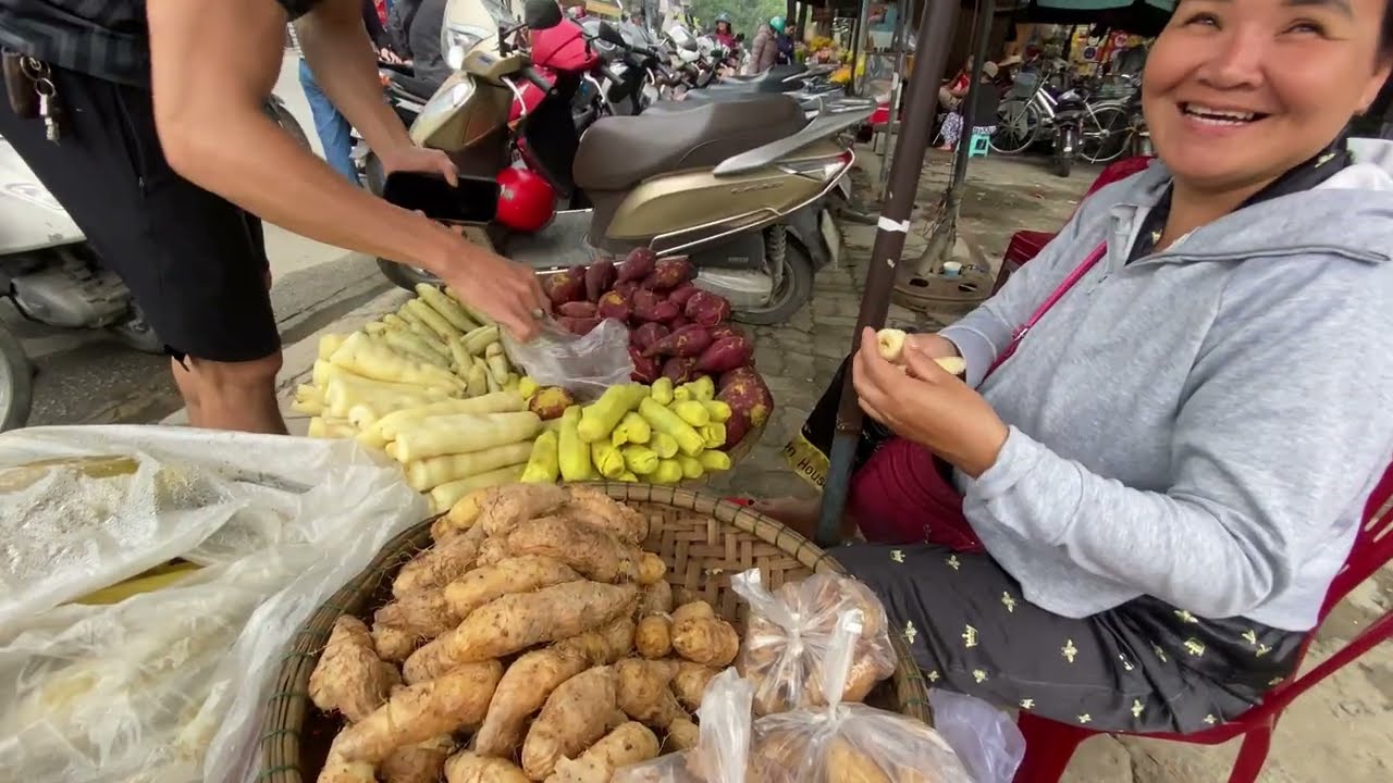 CHỢ VỸ DẠ BUỔI SÁNG TOÀN MÓN NGON CÓ MỆ 90 TUỔI DẺO DAI CẮT TỪNG LÁT THỊT