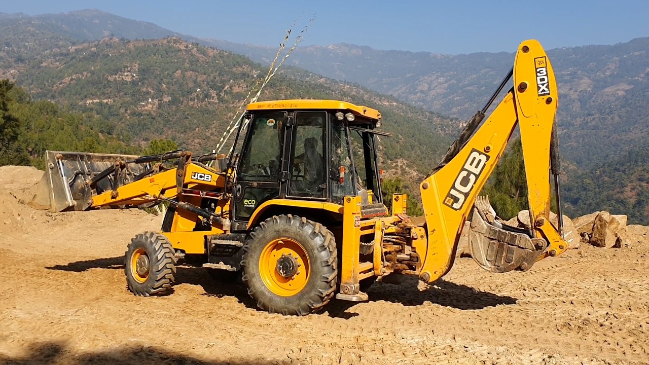 JCB Backhoe Loader - Hilly Road Construction -  JCB Cutting Hilly Road - Dozer Video 14