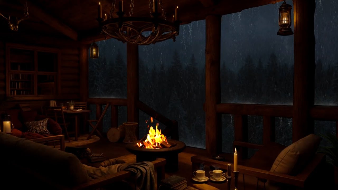 Quiet Night Rain on a Balcony – Rolling Thunder & Calm Sounds for Sleep