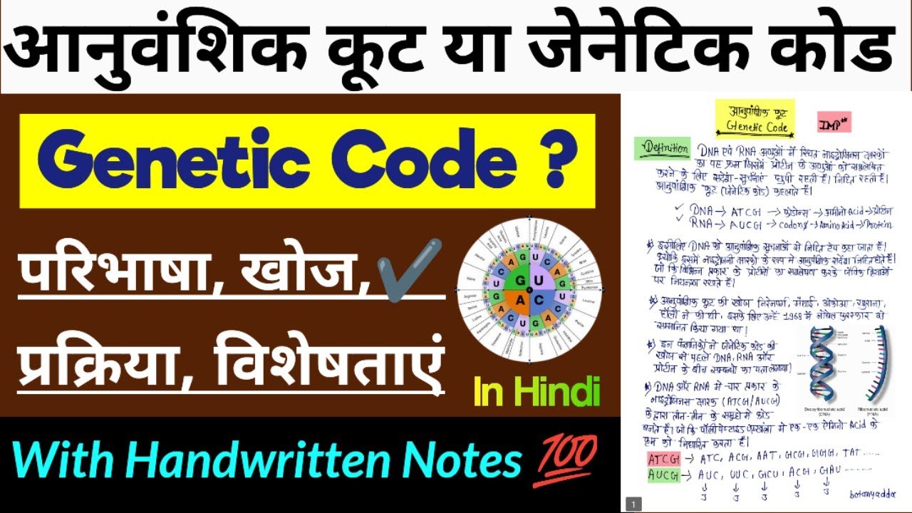 आनुवांशिक कूट (Genetic Code) In Hindi /जेनेटिक कोड परिभाषा, खोज, प्रक्रिया, विशेषताये Complete Topic
