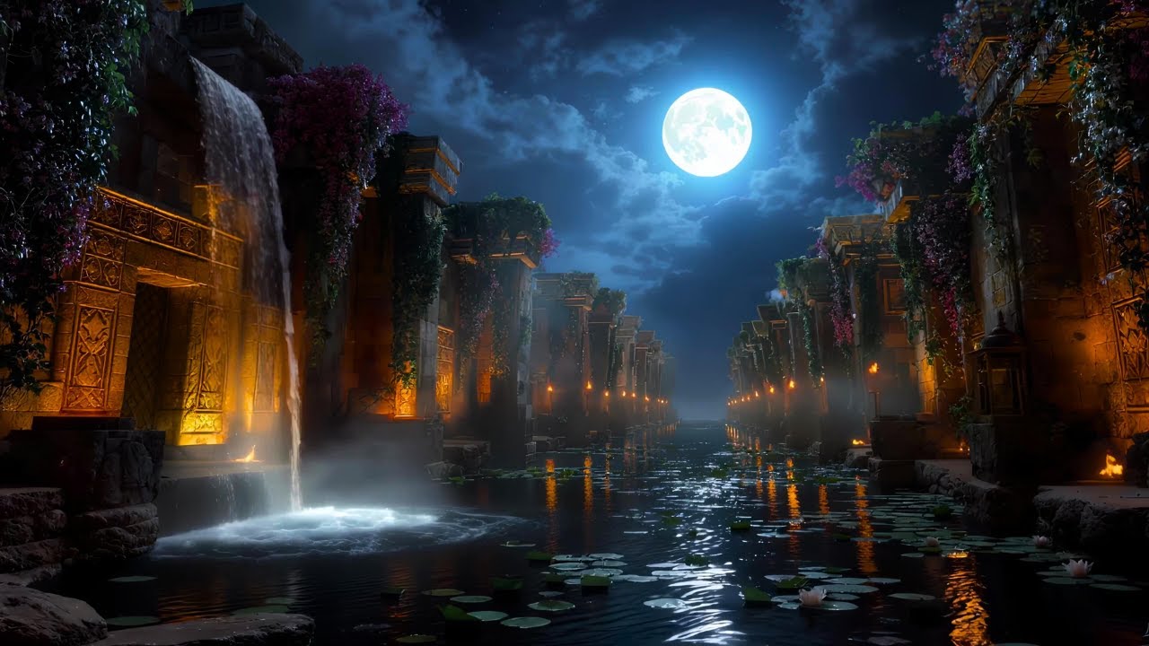Moonlit Waterfall Sanctuary 🌕✨ | Relaxing ASMR for Deep Sleep & Stress Relief