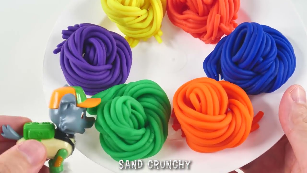 Satisfying Video l How to Make Noddles with Mesh Strees Balls & Playdoh Cutting ASMR l Sand Crunchy