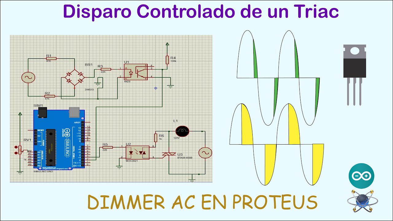 Disparo controlado de Triac con Arduino|| Dimmer AC con Arduino || Simulación proteus