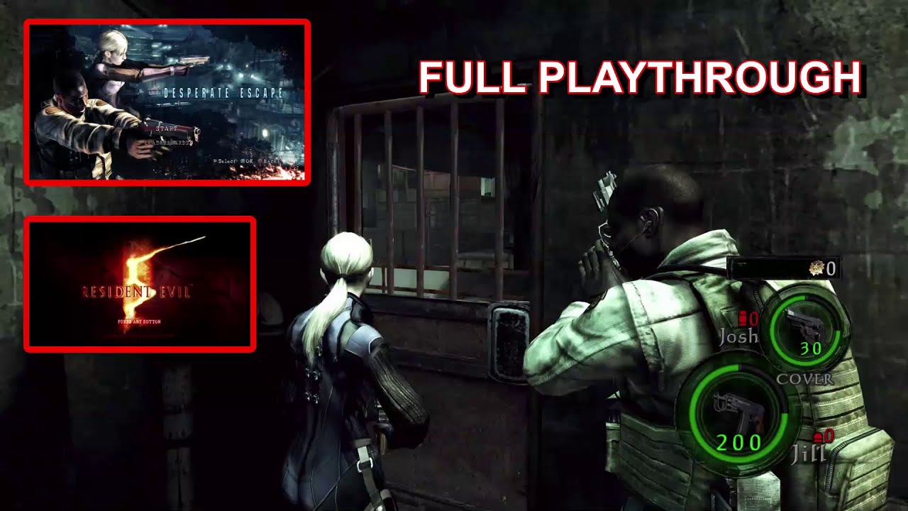 Resident Evil 5 | Desperate Escape | 1P Jill Valentine COM Josh Stone | Full Playthrough