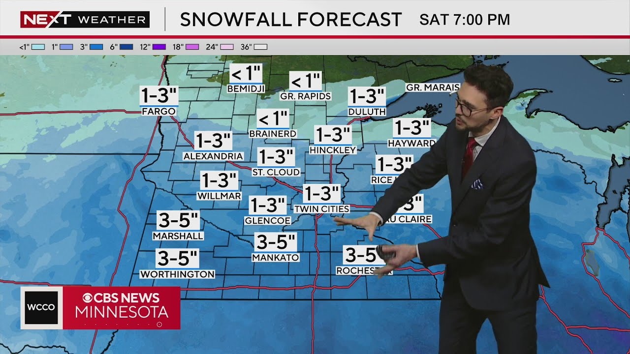 Areas of southern Minnesota could see up to 10 inches of snow Saturday