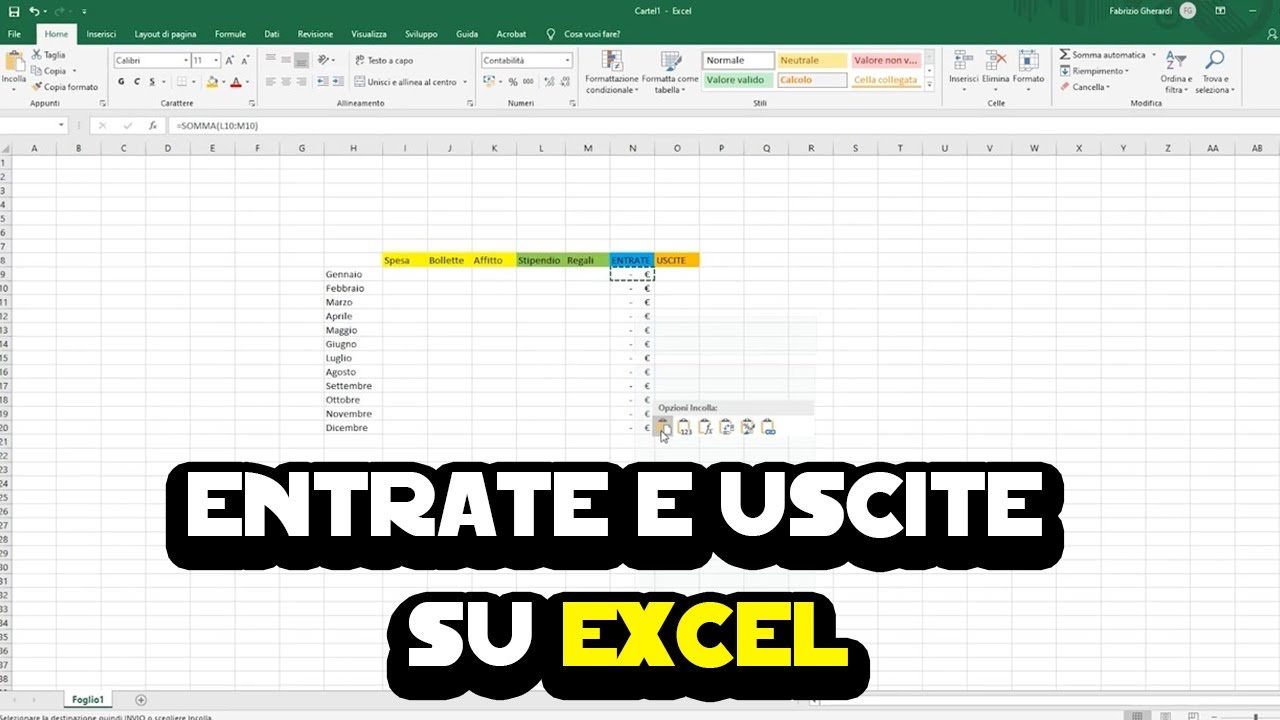 Entrate e uscite su Excel - Ecco come creare un sistema semplice per le nostre spese
