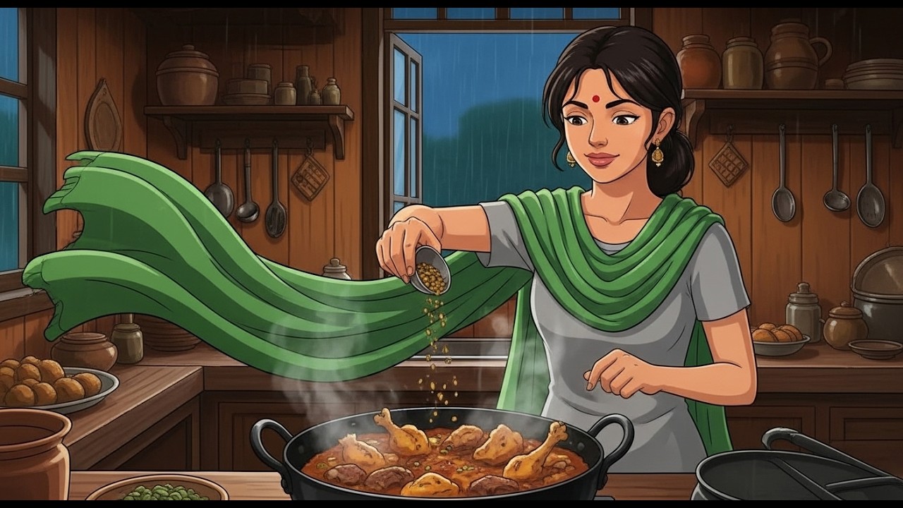 Cozy Village Life | Ghibli Style Chicken Karahi Cooking, Indian Recipe