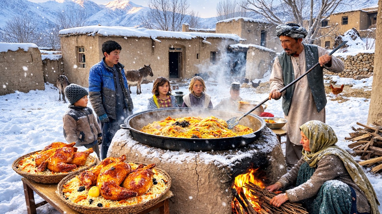 Real Village life in Afghanistan | Cooking Traditional Outdoor Food | Surviving Winter & Snow