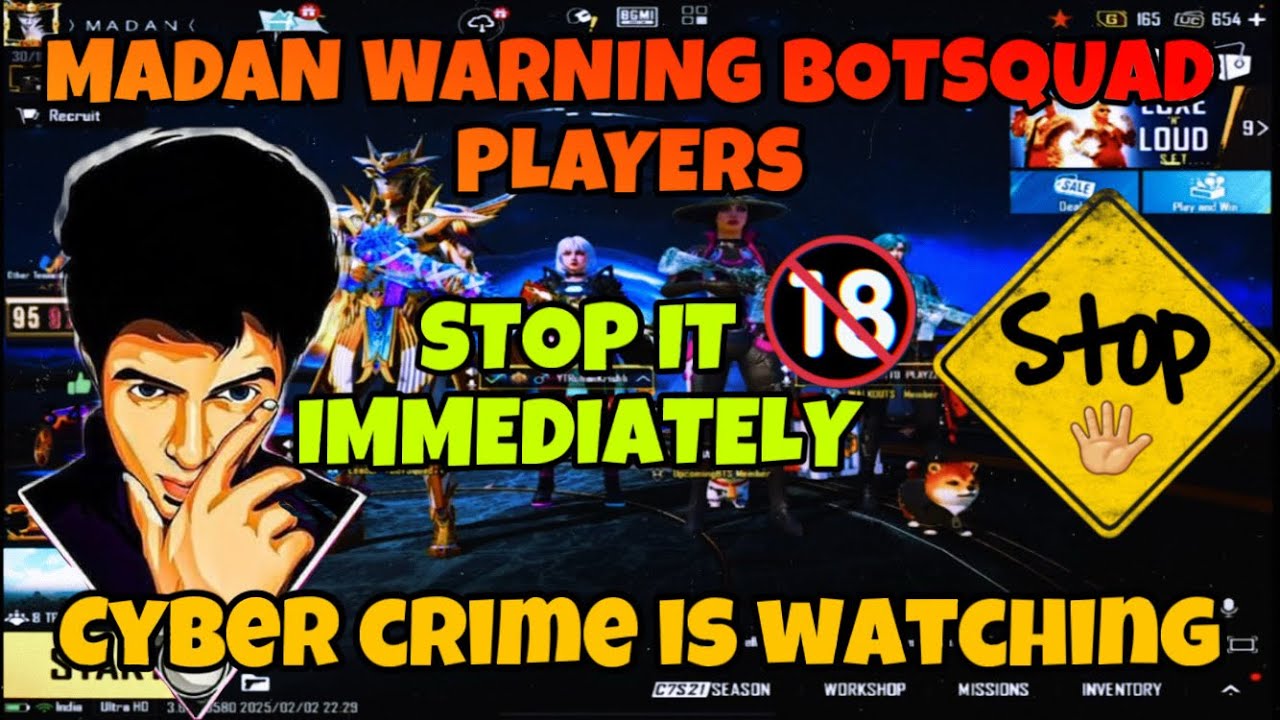MADAN WARNING BOTSQUAD PLAYERS‼️ CYBER CRIME IS WATCHING 😱#madan #madanop #trending #trollop