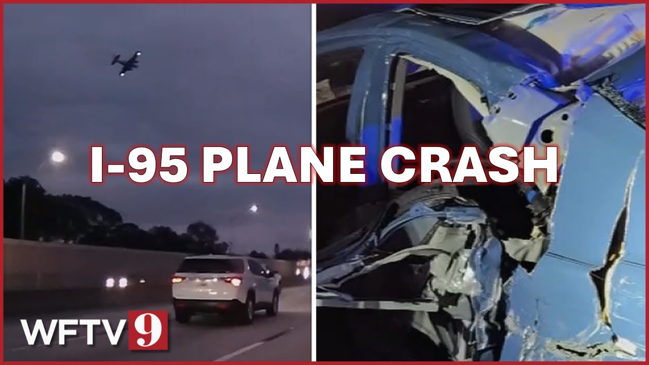 Plane lands on Florida highway, crushes Toyota Camry