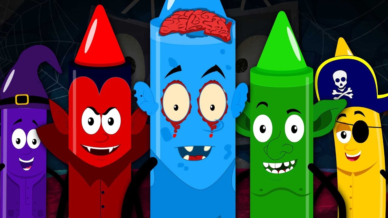 five little crayons | scary rhymes | halloween song | nursery rhymes | kids songs