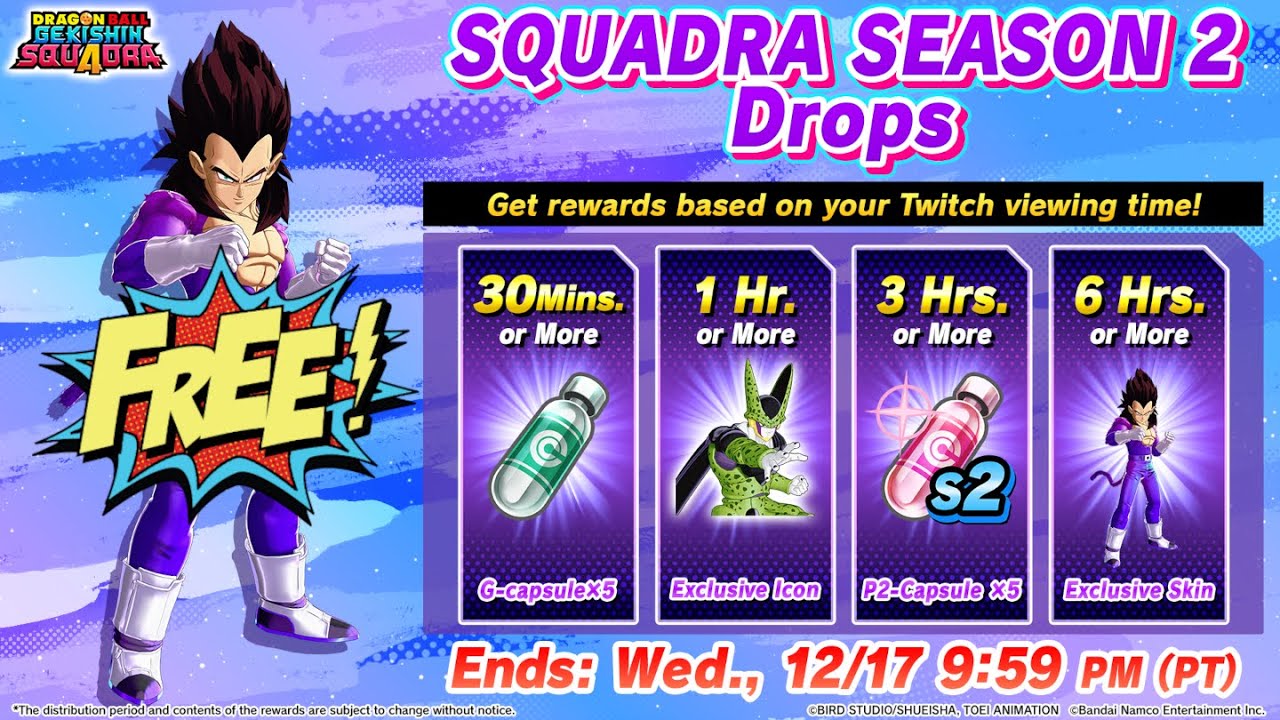 БЕСПЛАТНЫЕ ПРЕДМЕТЫ ОТ TWITCH DROPS!!! | DRAGON BALL GEKISHIN SQUADRA СЕЗОН 2