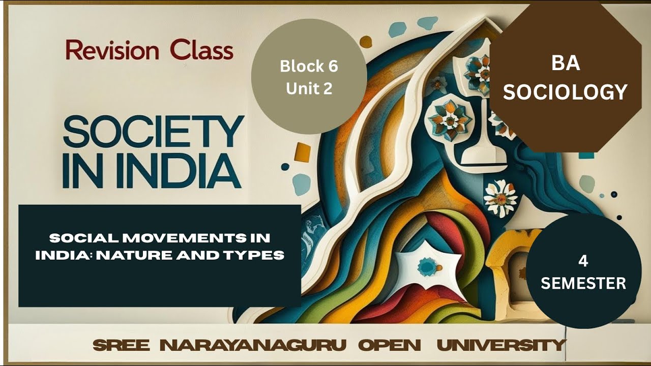 SOCIETY IN INDIA-BA Sociology-Social Movement Block6 -#sgou #fourthsemester #sgou 