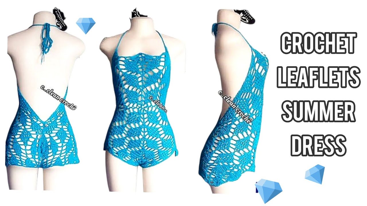 How To Crochet A Leaf Pattern Stitch Summer Swimwear or Beach Cover-up - C_Clean Crochê