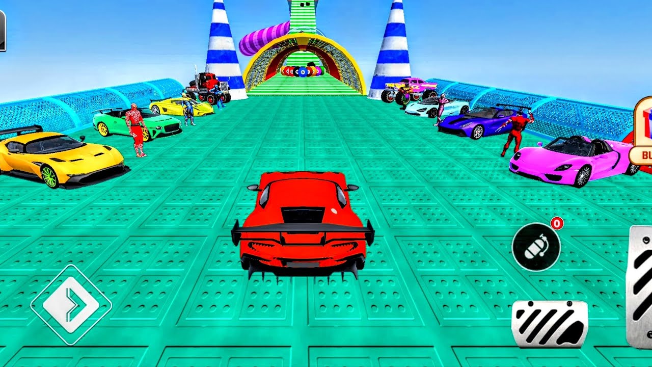 SUPERHERO CAR STUNTS MEGA RAMPS - CAR STUNT RAMP RACE - GTA 5 RAMP MODS