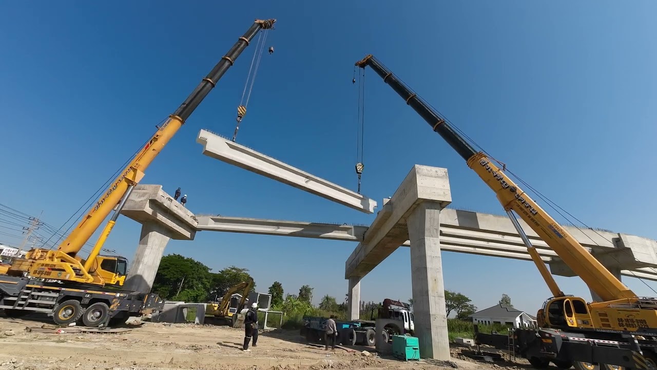 งานยกติดตั้งคานสะพาน  #oversizeload พุทธมณฑลสาย 4 #crane #ขนส่ง #คานสะพาน 