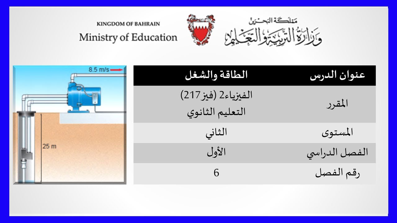 الفيزياء - فيز 217 - الطاقة  و الشغل