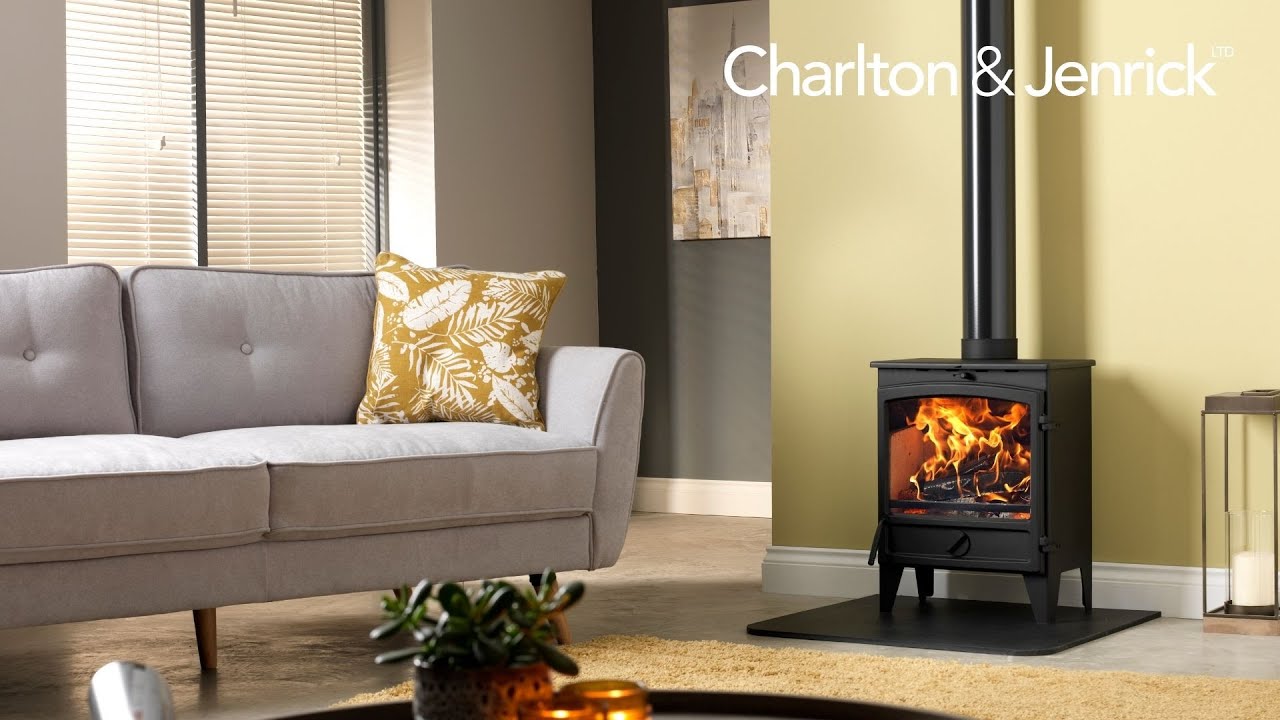 Go Eco High Line 5kW Wide Plus Stove in Berrington Limestone Surround | Charlton and Jenrick