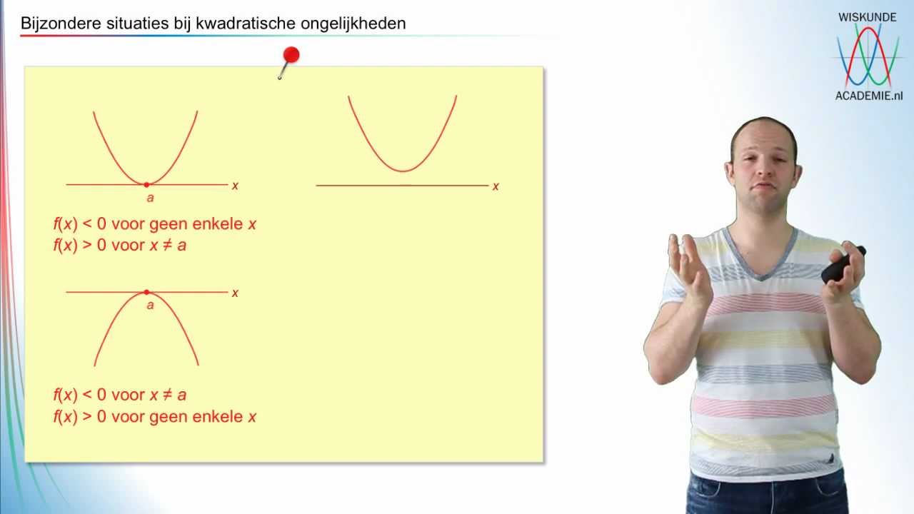 Kwadratische ongelijkheden - bijzondere situaties (havo/vwo 3) - WiskundeAcademie
