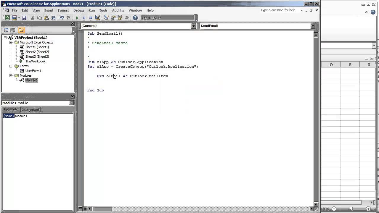 Send E-Mail in VBA Excel through Microsoft Outlook (Video 1 of 4)