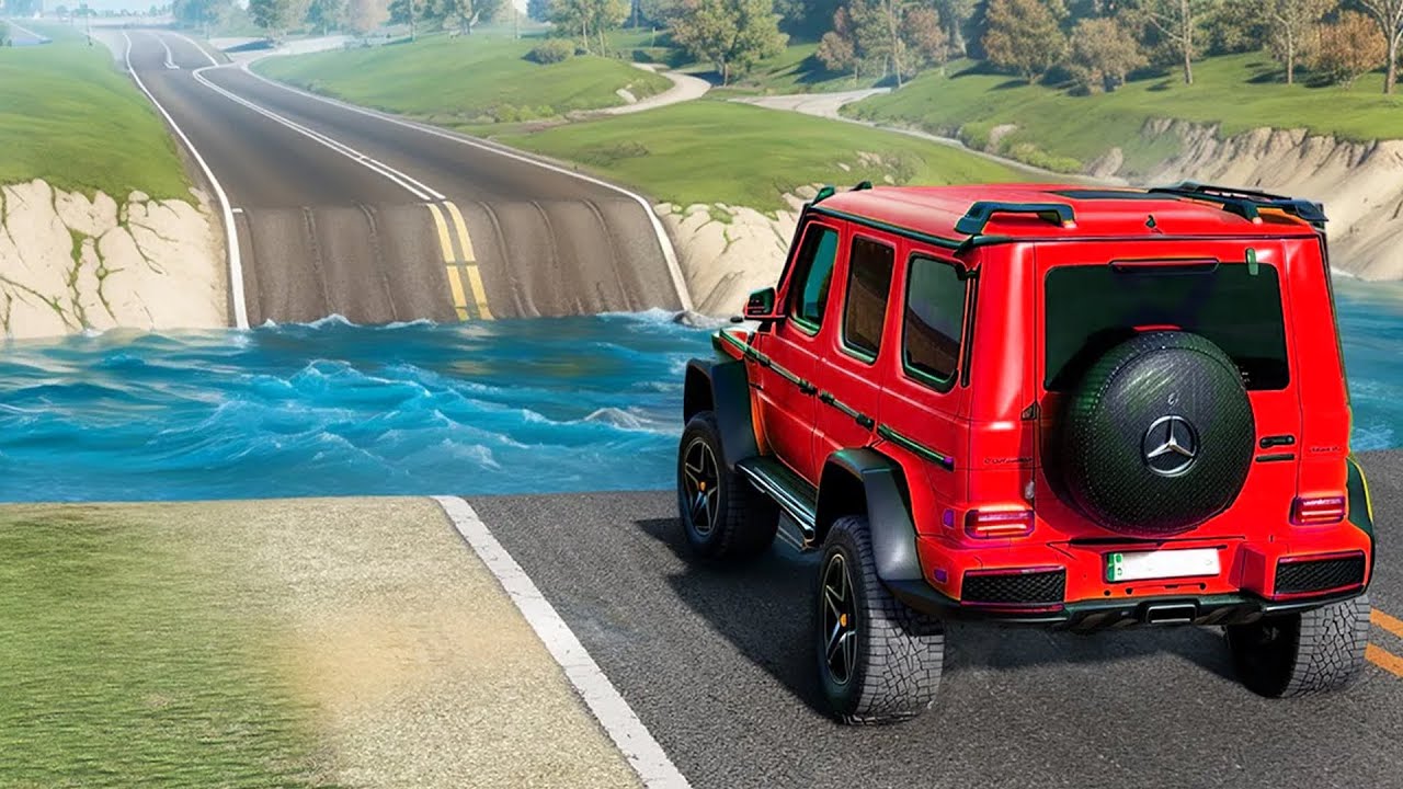 Cars vs Deep Water, River, Speed Bumps & Broken Bridge 🔥 BeamNG Drive - Long Video