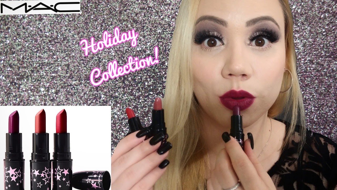 New!MAC Lucky Stars Lipstick Set &bull;VIBRANT Review/Swatches/Demo/try on&bull; fair skin&bull; Holiday Collection