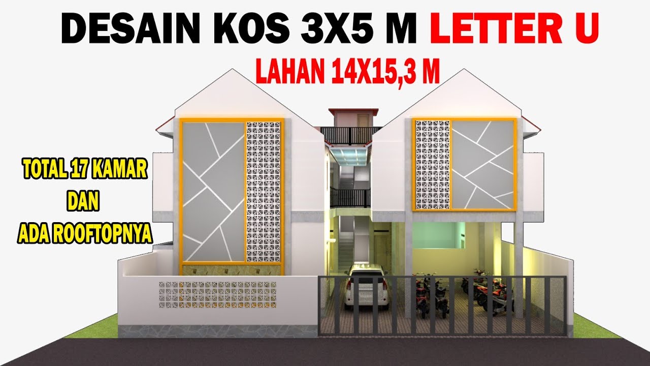DESAIN KOS KOSAN 3X5 LETTER U | Kamar Mandi Dalam, Dapur & Jemuran
