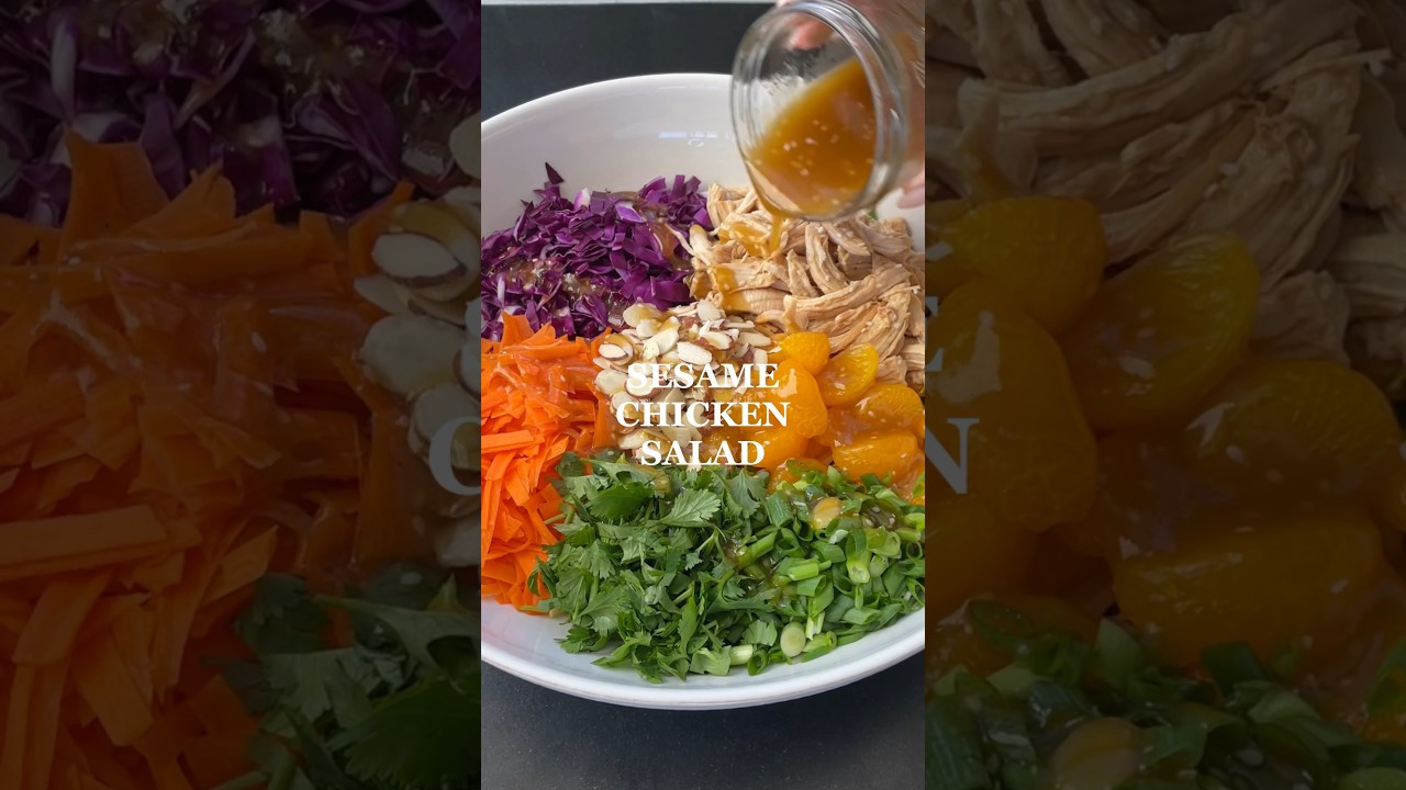 Sesame Chicken Salad with Ginger Dressing! #saladrecipe #healthyrecipe