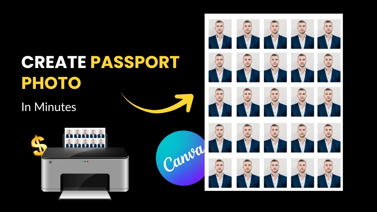 Как распечатать фотографии паспортного размера на листе А4 дома в Canva