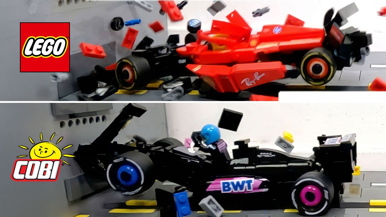 LEGO Ferrari vs COBI BWT 100MPH Crash: Which Brand will survive?