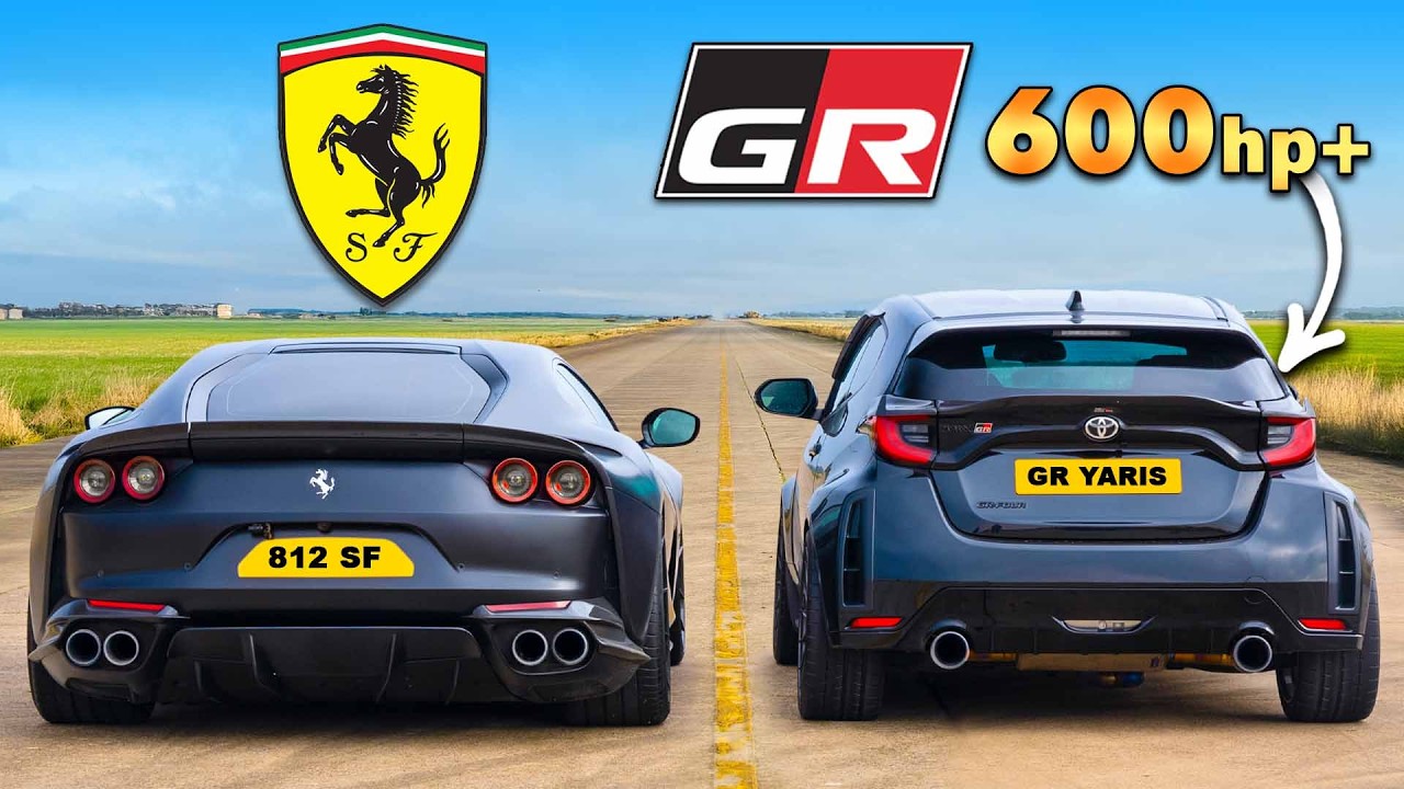 Ferrari V12 vs GR Yaris 3 cilindros tuneado: ARRANCONES