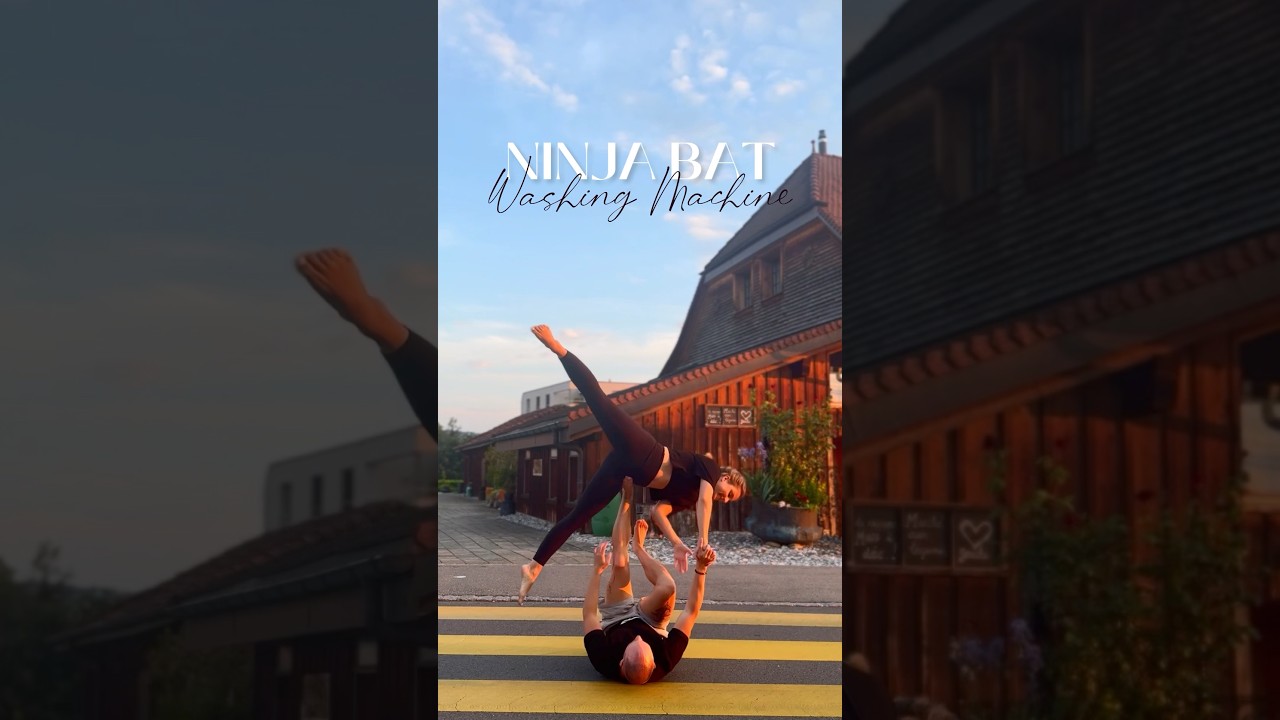 Ninja Bat Acroyoga Tutorial 🥷 - Washing Machine beginner level #acroyoga #acroloco #acroflow #fun