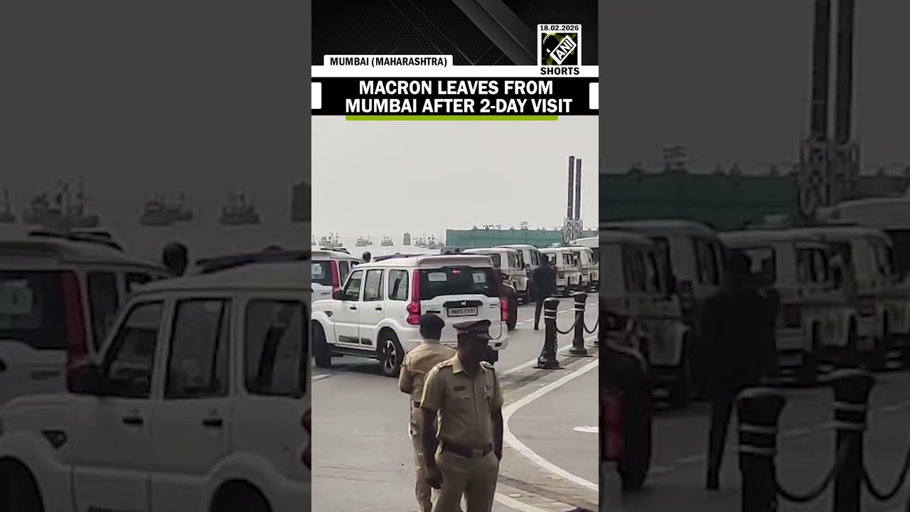 French President Emmanuel Macron leaves from Mumbai hotel after 2-day visit