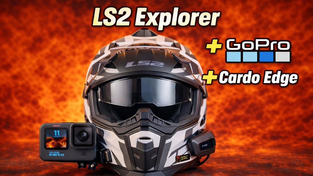 LS2 Explorer + GoPro + Cardo + Chinmount #ls2helmets #gopro #cardosystems #chinmount #packtalk
