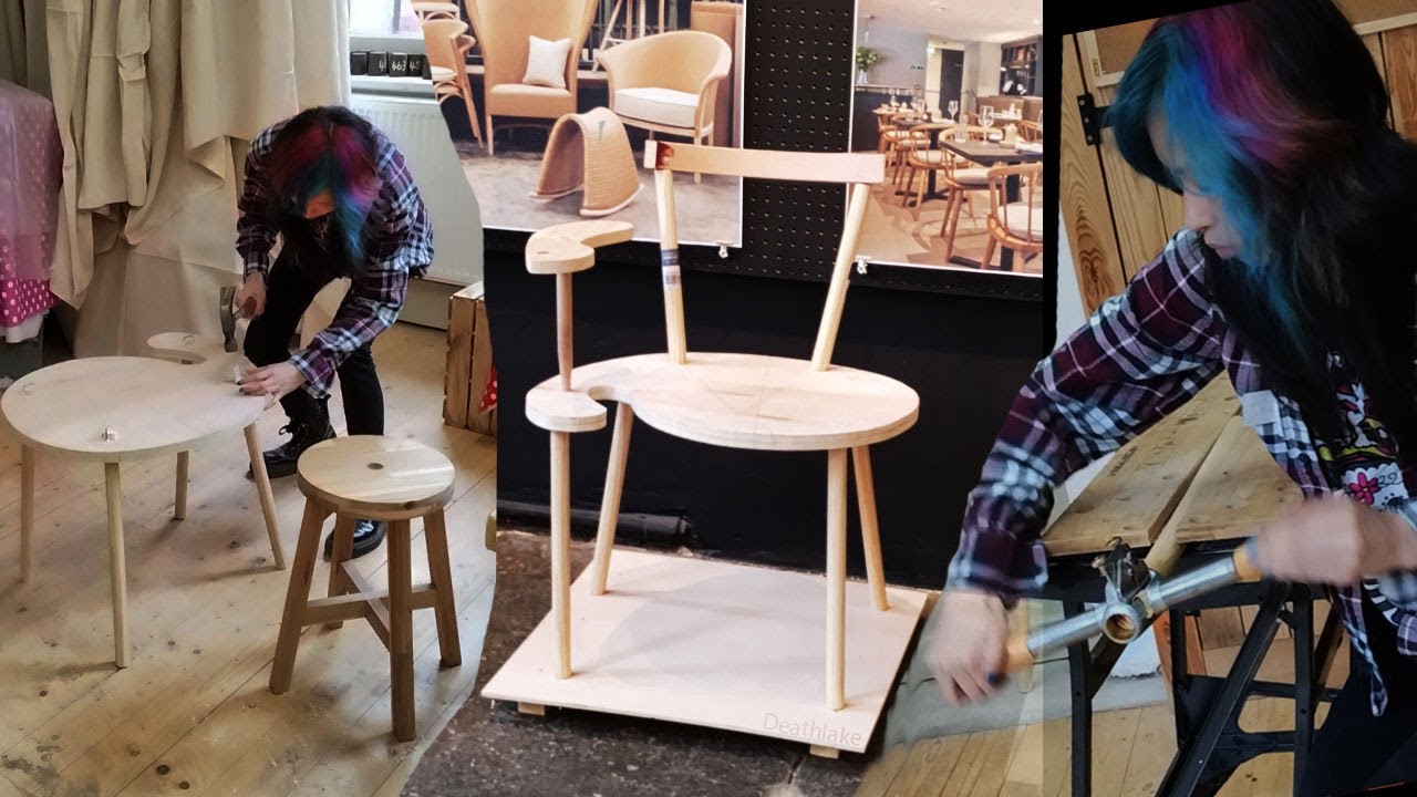 Wood craft making a chair in a day : ASMR : BODGING : art