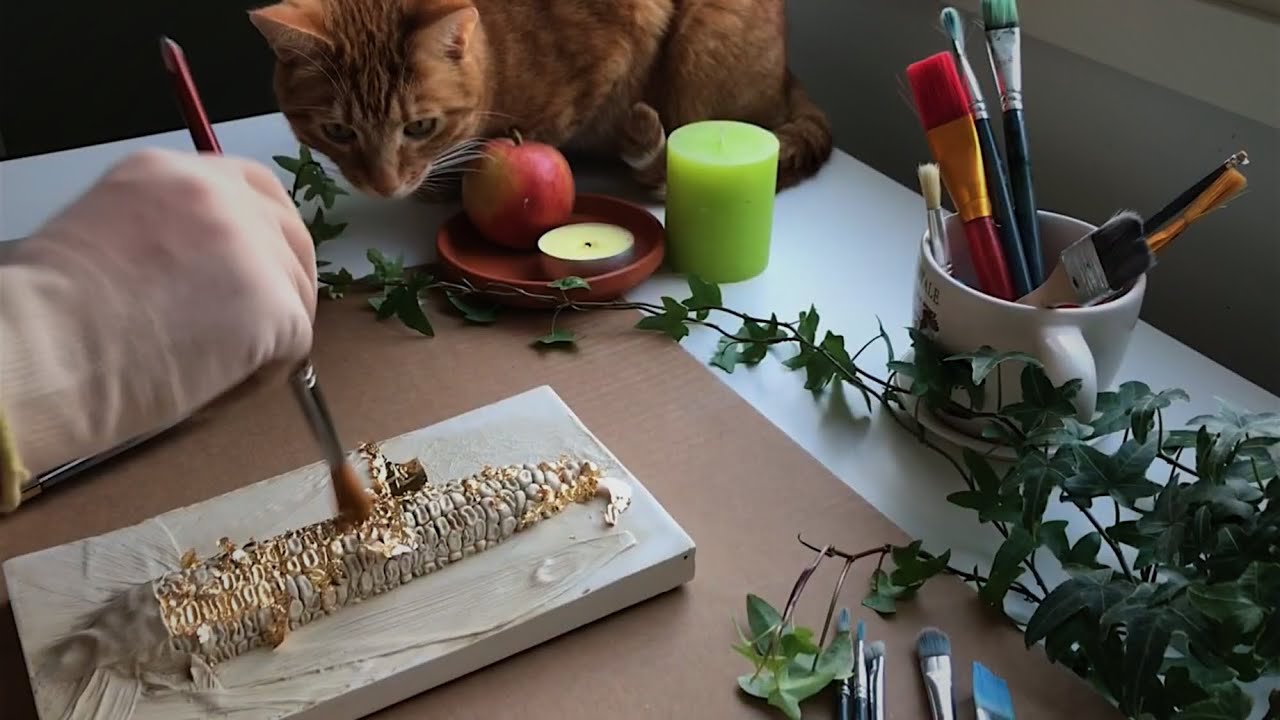 Golden Corn 🌽 RELAXING SCANDINAVIAN ART VLOG #2 KLEVER ART HOW TO MAKE BOTANICAL PLASTER CASTS