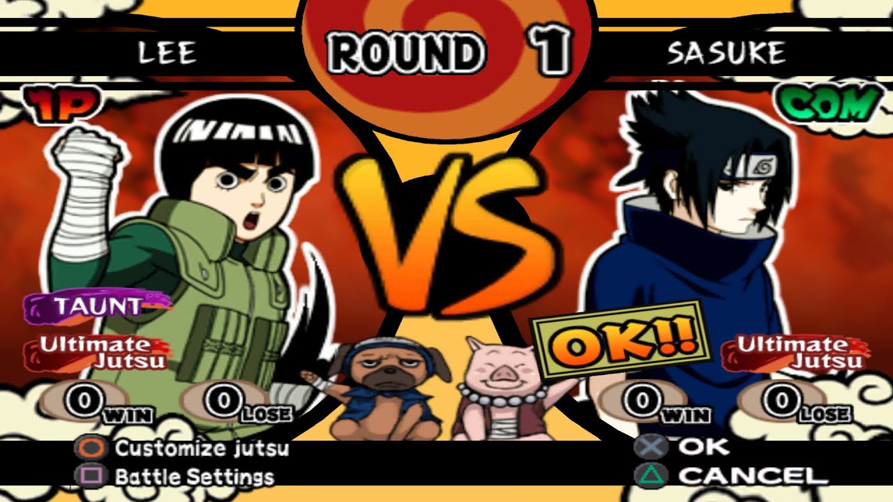 Lee VS Sasuke (INSANE) - Naruto Shippuden Ultimate Ninja 4