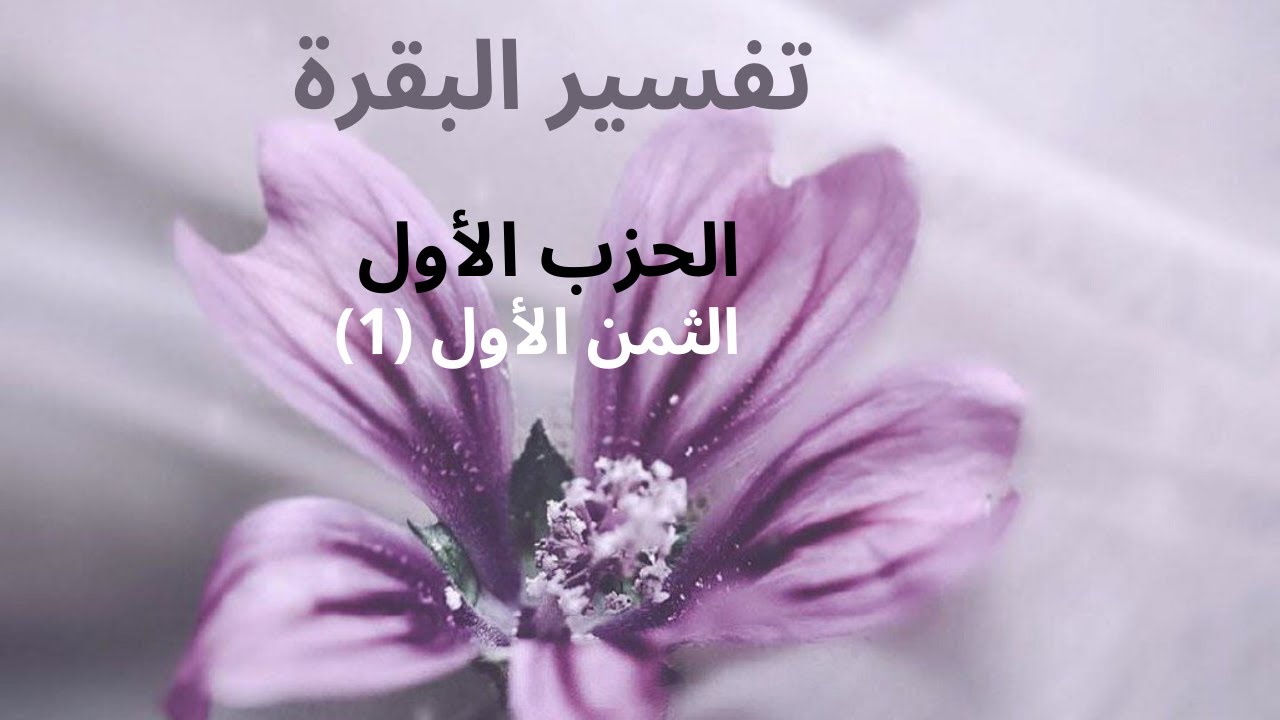 تفسير سورة البقرة: الحزب الأول، الثمن الأول (1)